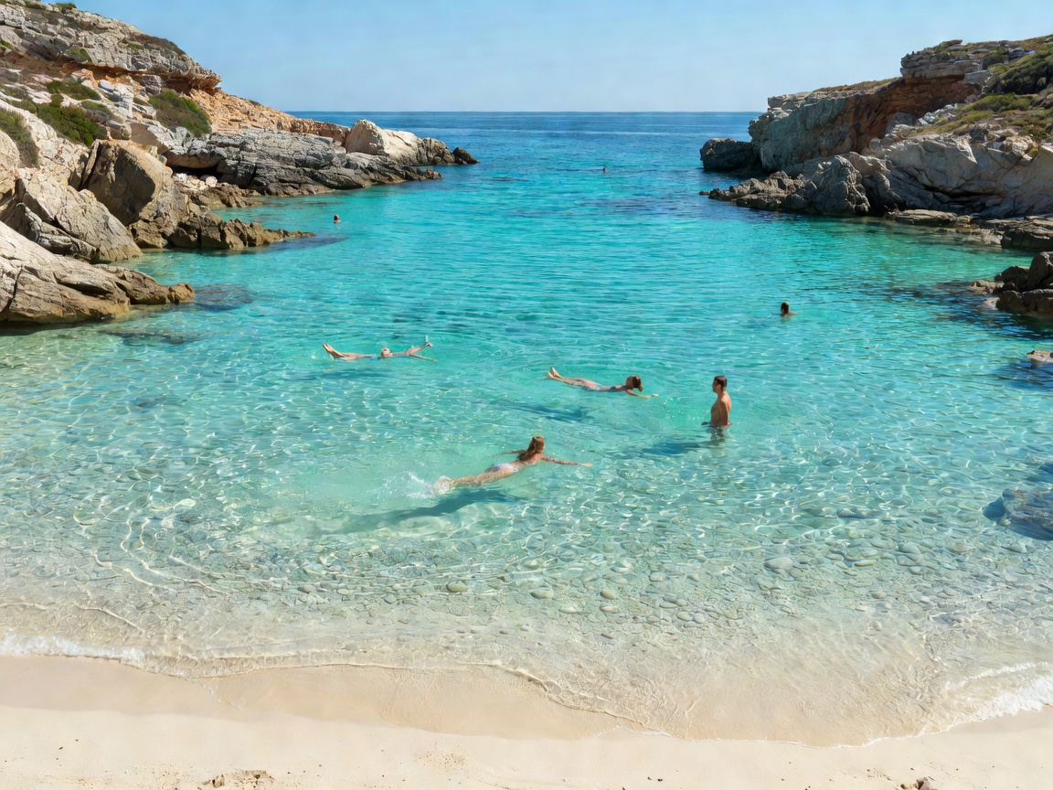 Crystal clear turquoise waters and golden sands at Pori bay Koufonisia